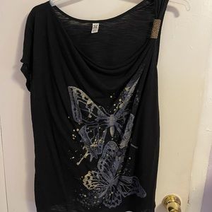 Off the shoulder 3x butterfly shirt